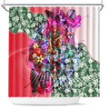 Personalized St Kilda Football Saints Shower Curtain Tropical Hibiscus Flowers - Pacific Fusion Style