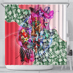 Personalized St Kilda Football Saints Shower Curtain Tropical Hibiscus Flowers - Pacific Fusion Style