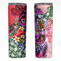 Personalized St Kilda Football Saints Skinny Tumbler Tropical Hibiscus Flowers - Pacific Fusion Style