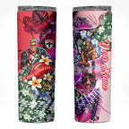 Personalized St Kilda Football Saints Skinny Tumbler Tropical Hibiscus Flowers - Pacific Fusion Style