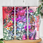 Personalized St Kilda Football Saints Skinny Tumbler Tropical Hibiscus Flowers - Pacific Fusion Style