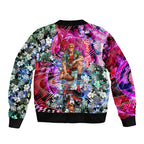 Personalized St Kilda Football Saints Sleeve Zip Bomber Jacket Tropical Hibiscus Flowers - Pacific Fusion Style