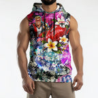 Personalized St Kilda Football Saints Sleeveless Hoodie Tropical Hibiscus Flowers - Pacific Fusion Style