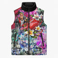 Personalized St Kilda Football Saints Sleeveless Puffer Jacket Tropical Hibiscus Flowers - Pacific Fusion Style