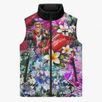 Personalized St Kilda Football Saints Sleeveless Puffer Jacket Tropical Hibiscus Flowers - Pacific Fusion Style