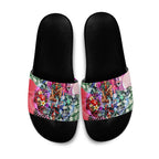 Personalized St Kilda Football Saints Slide Sandals Tropical Hibiscus Flowers - Pacific Fusion Style
