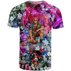 Personalized St Kilda Football Saints T Shirt Tropical Hibiscus Flowers - Pacific Fusion Style
