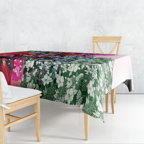 Personalized St Kilda Football Saints Tablecloth Tropical Hibiscus Flowers - Pacific Fusion Style
