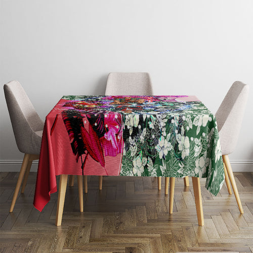 Personalized St Kilda Football Saints Tablecloth Tropical Hibiscus Flowers - Pacific Fusion Style