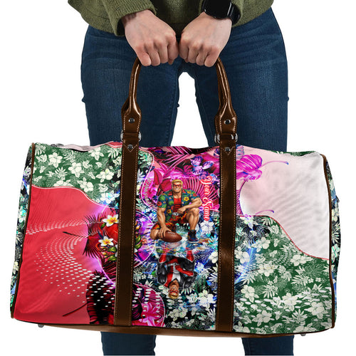 Personalized St Kilda Football Saints Travel Bag Tropical Hibiscus Flowers - Pacific Fusion Style