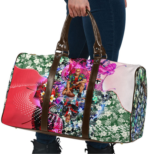 Personalized St Kilda Football Saints Travel Bag Tropical Hibiscus Flowers - Pacific Fusion Style