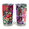 Personalized St Kilda Football Saints Tumbler Cup Tropical Hibiscus Flowers - Pacific Fusion Style