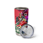 Personalized St Kilda Football Saints Tumbler Cup Tropical Hibiscus Flowers - Pacific Fusion Style