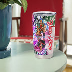 Personalized St Kilda Football Saints Tumbler Cup Tropical Hibiscus Flowers - Pacific Fusion Style