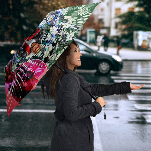 Personalized St Kilda Football Saints Umbrella Tropical Hibiscus Flowers - Pacific Fusion Style