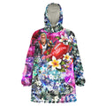 Personalized St Kilda Football Saints Wearable Blanket Hoodie Tropical Hibiscus Flowers - Pacific Fusion Style