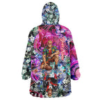 Personalized St Kilda Football Saints Wearable Blanket Hoodie Tropical Hibiscus Flowers - Pacific Fusion Style