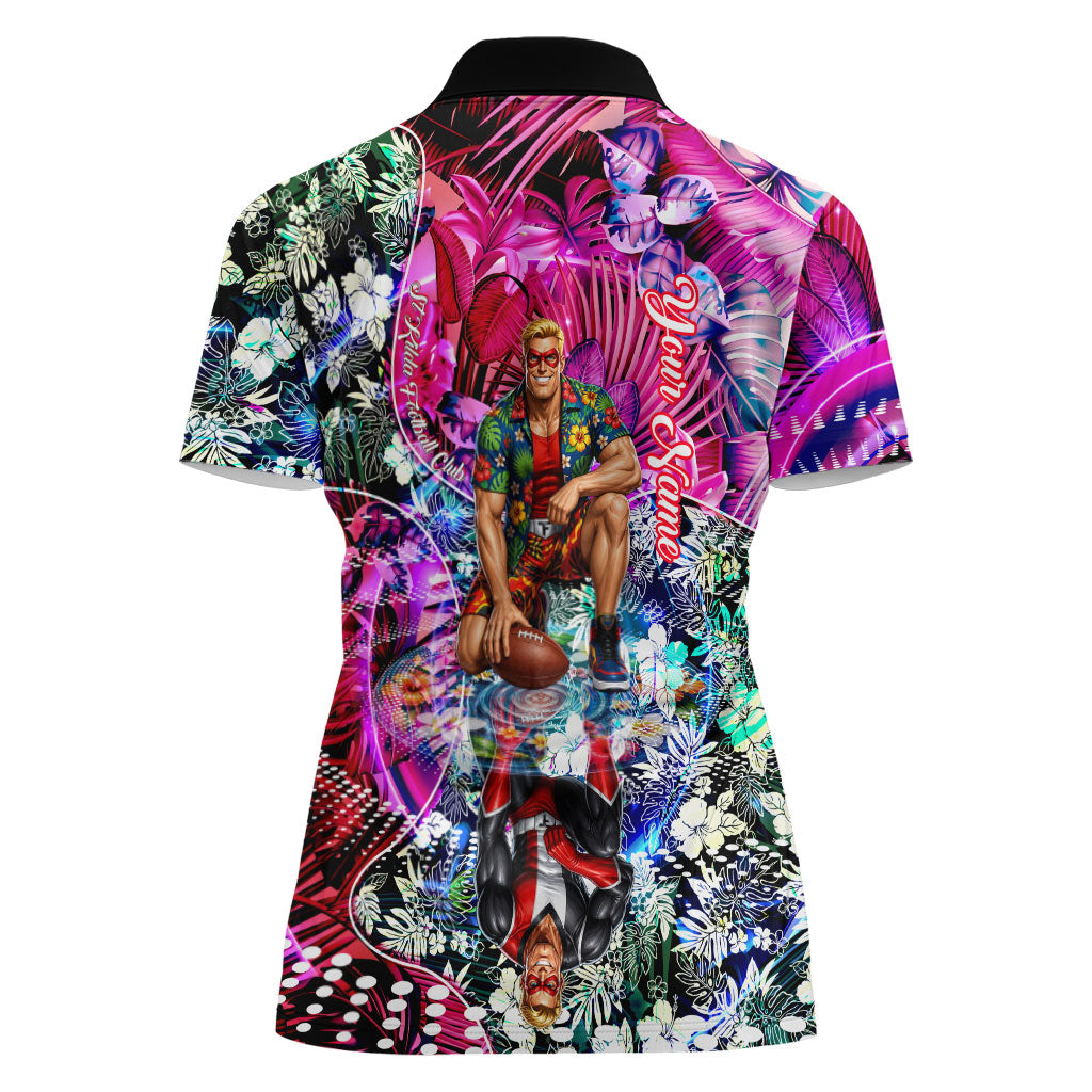 Personalized St Kilda Football Saints Women Polo Shirt Tropical Hibiscus Flowers - Pacific Fusion Style