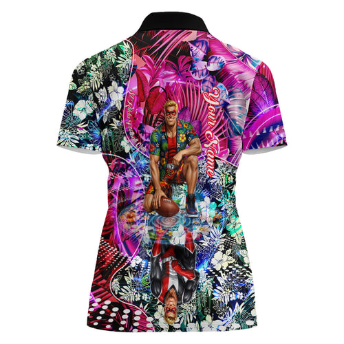 Personalized St Kilda Football Saints Women Polo Shirt Tropical Hibiscus Flowers - Pacific Fusion Style
