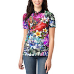 Personalized St Kilda Football Saints Women Polo Shirt Tropical Hibiscus Flowers - Pacific Fusion Style