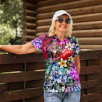 Personalized St Kilda Football Saints Women Polo Shirt Tropical Hibiscus Flowers - Pacific Fusion Style