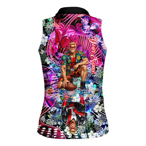 Personalized St Kilda Football Saints Women Sleeveless Polo Shirt Tropical Hibiscus Flowers - Pacific Fusion Style