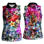 Personalized St Kilda Football Saints Women Sleeveless Polo Shirt Tropical Hibiscus Flowers - Pacific Fusion Style
