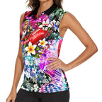 Personalized St Kilda Football Saints Women Sleeveless Polo Shirt Tropical Hibiscus Flowers - Pacific Fusion Style