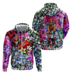 Personalized St Kilda Football Saints Zip Hoodie Tropical Hibiscus Flowers - Pacific Fusion Style