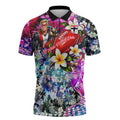 Personalized St Kilda Football Saints Zipper Polo Shirt Tropical Hibiscus Flowers - Pacific Fusion Style
