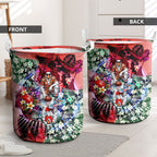 Personalized Sydney Swans Football Laundry Basket Tropical Hibiscus Flowers - Pacific Fusion Style