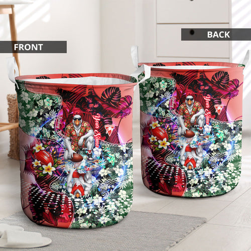 Personalized Sydney Swans Football Laundry Basket Tropical Hibiscus Flowers - Pacific Fusion Style