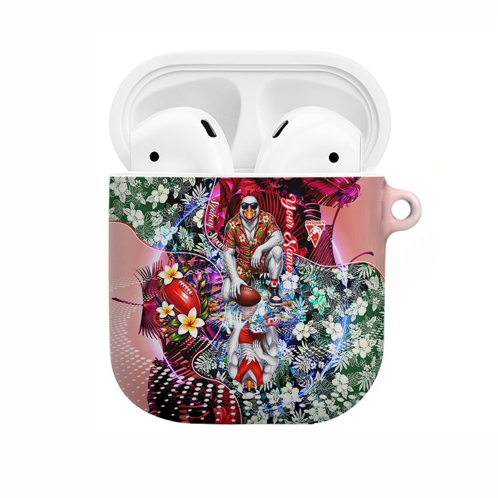 Personalized Sydney Swans Football AirPods Case Tropical Hibiscus Flowers - Pacific Fusion Style