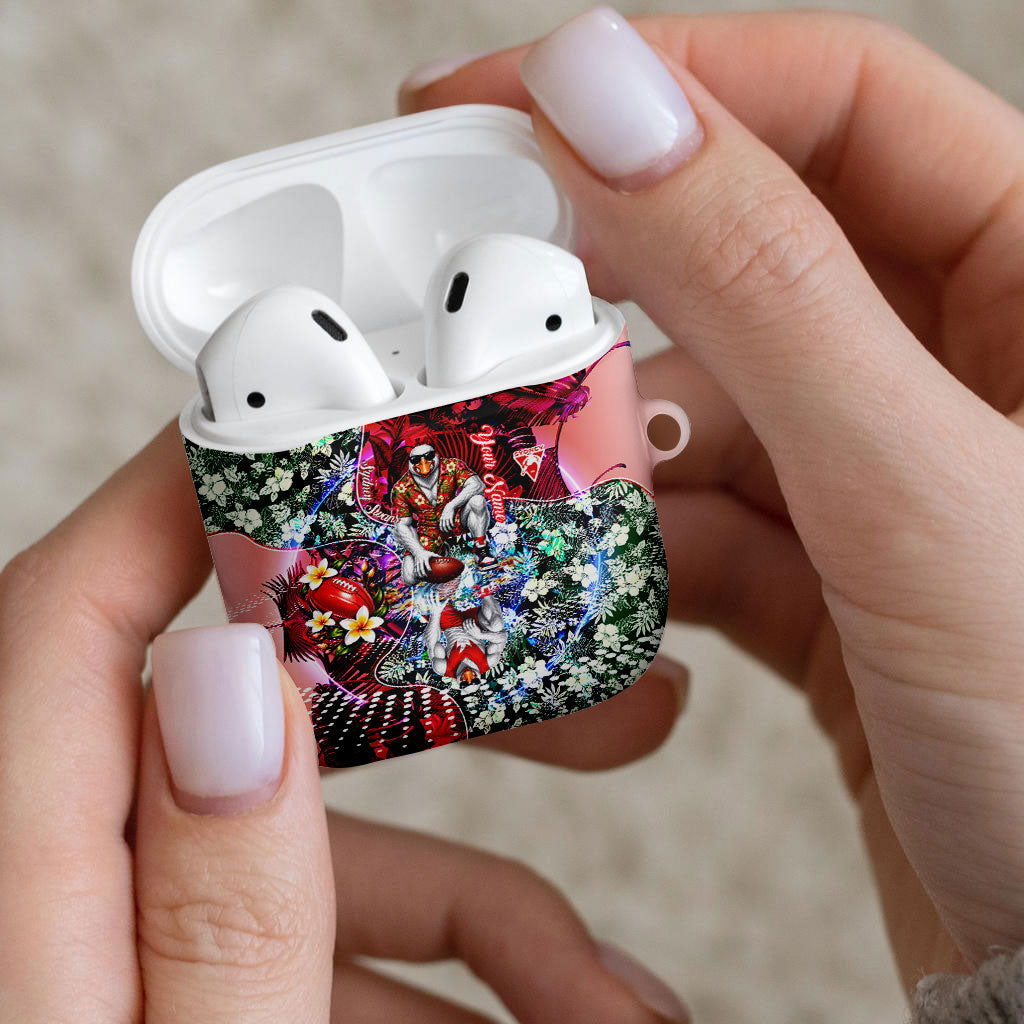 Personalized Sydney Swans Football AirPods Case Tropical Hibiscus Flowers - Pacific Fusion Style