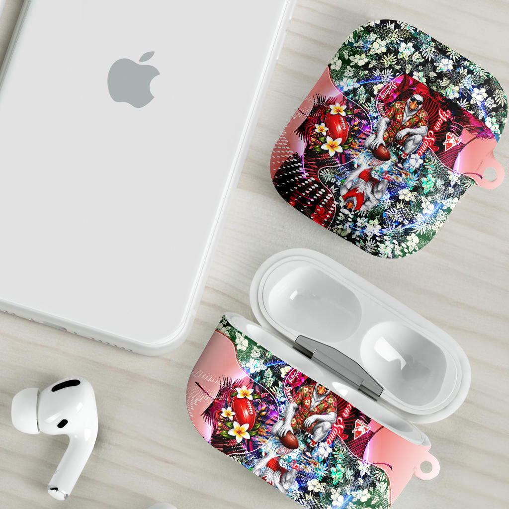 Personalized Sydney Swans Football AirPods Case Tropical Hibiscus Flowers - Pacific Fusion Style