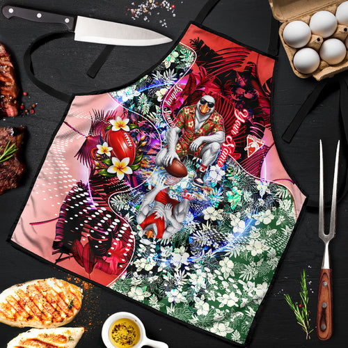 Personalized Sydney Swans Football Apron Tropical Hibiscus Flowers - Pacific Fusion Style