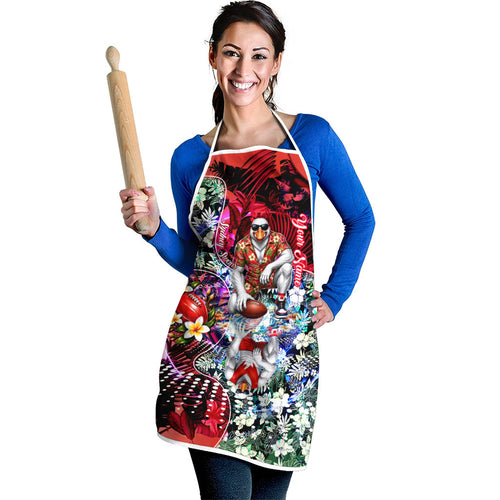 Personalized Sydney Swans Football Apron Tropical Hibiscus Flowers - Pacific Fusion Style