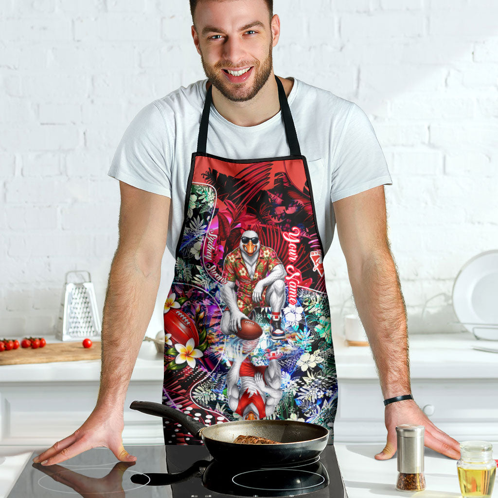Personalized Sydney Swans Football Apron Tropical Hibiscus Flowers - Pacific Fusion Style