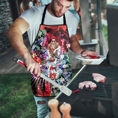 Personalized Sydney Swans Football Apron Tropical Hibiscus Flowers - Pacific Fusion Style