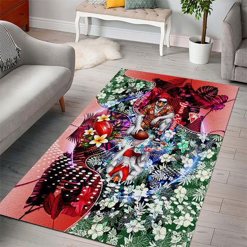 Personalized Sydney Swans Football Area Rug Tropical Hibiscus Flowers - Pacific Fusion Style