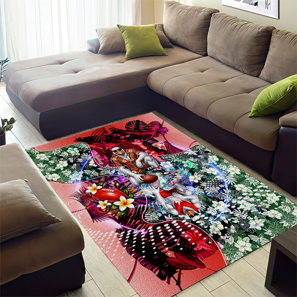 Personalized Sydney Swans Football Area Rug Tropical Hibiscus Flowers - Pacific Fusion Style