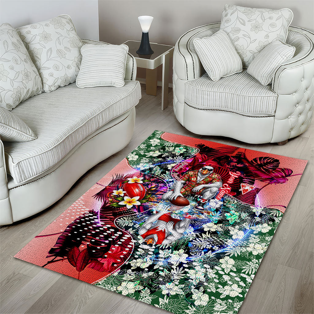 Personalized Sydney Swans Football Area Rug Tropical Hibiscus Flowers - Pacific Fusion Style