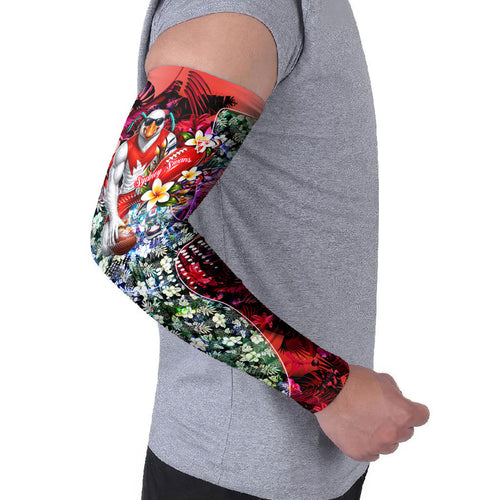 Personalized Sydney Swans Football Arm Sleeves Tropical Hibiscus Flowers - Pacific Fusion Style