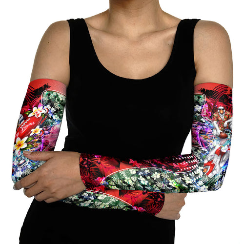 Personalized Sydney Swans Football Arm Sleeves Tropical Hibiscus Flowers - Pacific Fusion Style