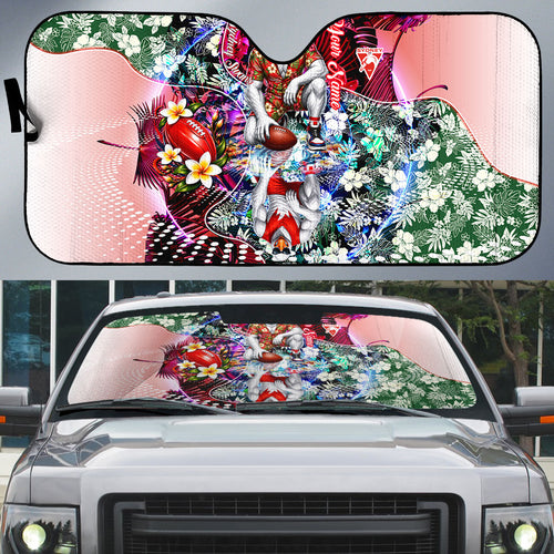 Personalized Sydney Swans Football Auto Sun Shade Tropical Hibiscus Flowers - Pacific Fusion Style