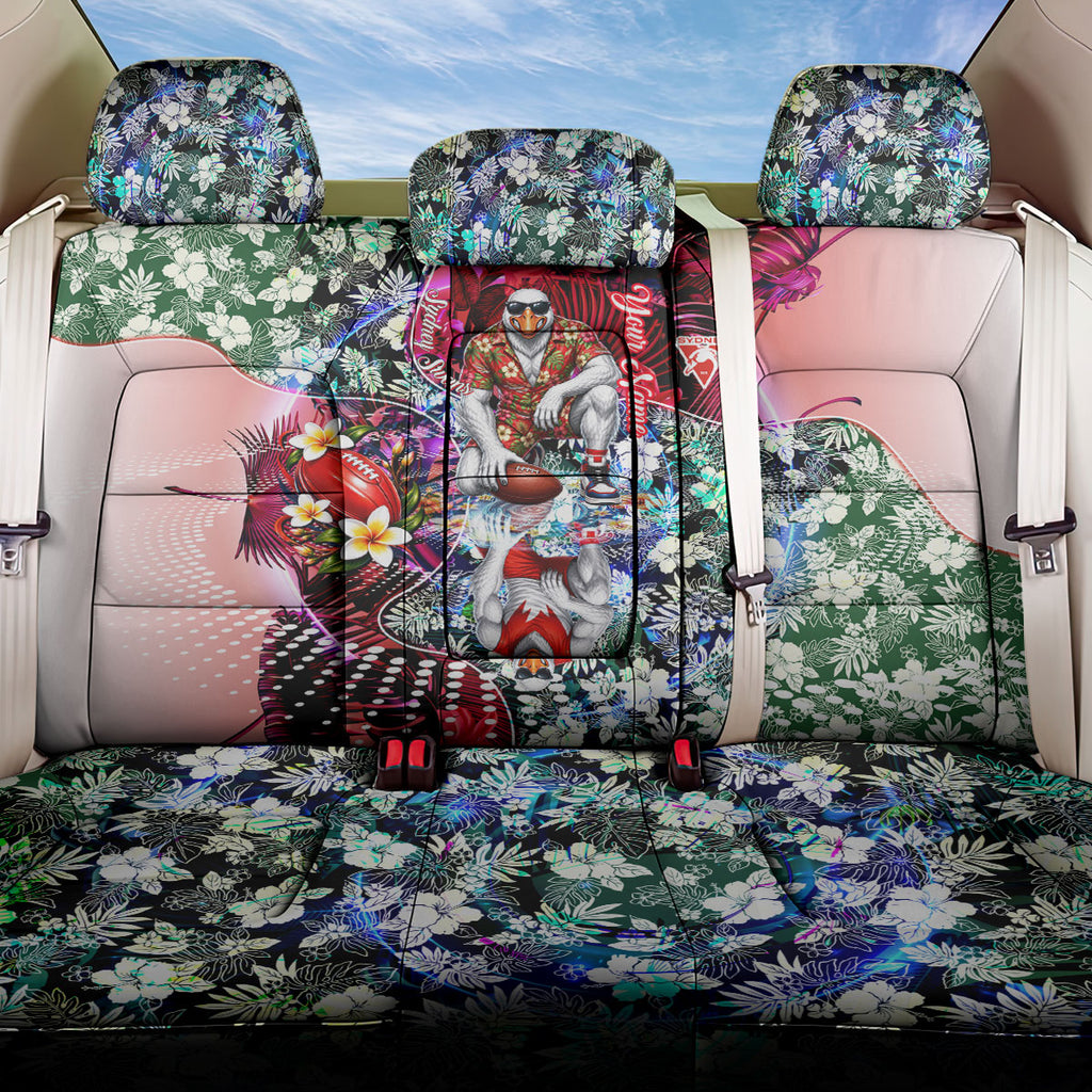 Personalized Sydney Swans Football Back Car Seat Cover Tropical Hibiscus Flowers - Pacific Fusion Style
