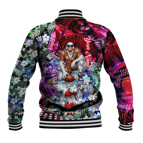 Personalized Sydney Swans Football Baseball Jacket Tropical Hibiscus Flowers - Pacific Fusion Style