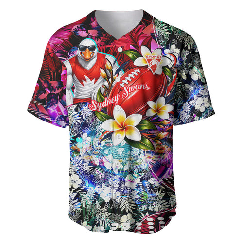 Personalized Sydney Swans Football Baseball Jersey Tropical Hibiscus Flowers - Pacific Fusion Style