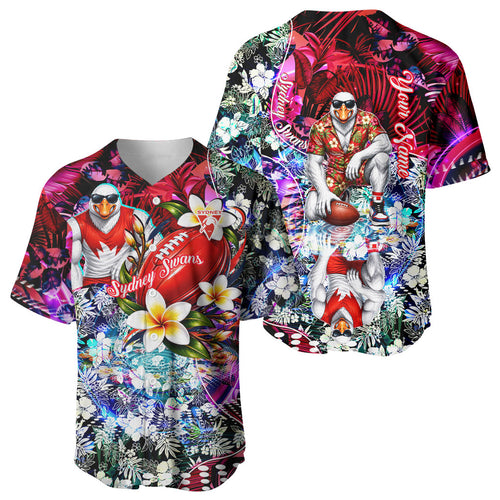 Personalized Sydney Swans Football Baseball Jersey Tropical Hibiscus Flowers - Pacific Fusion Style