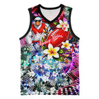 Personalized Sydney Swans Football Basketball Jersey Tropical Hibiscus Flowers - Pacific Fusion Style